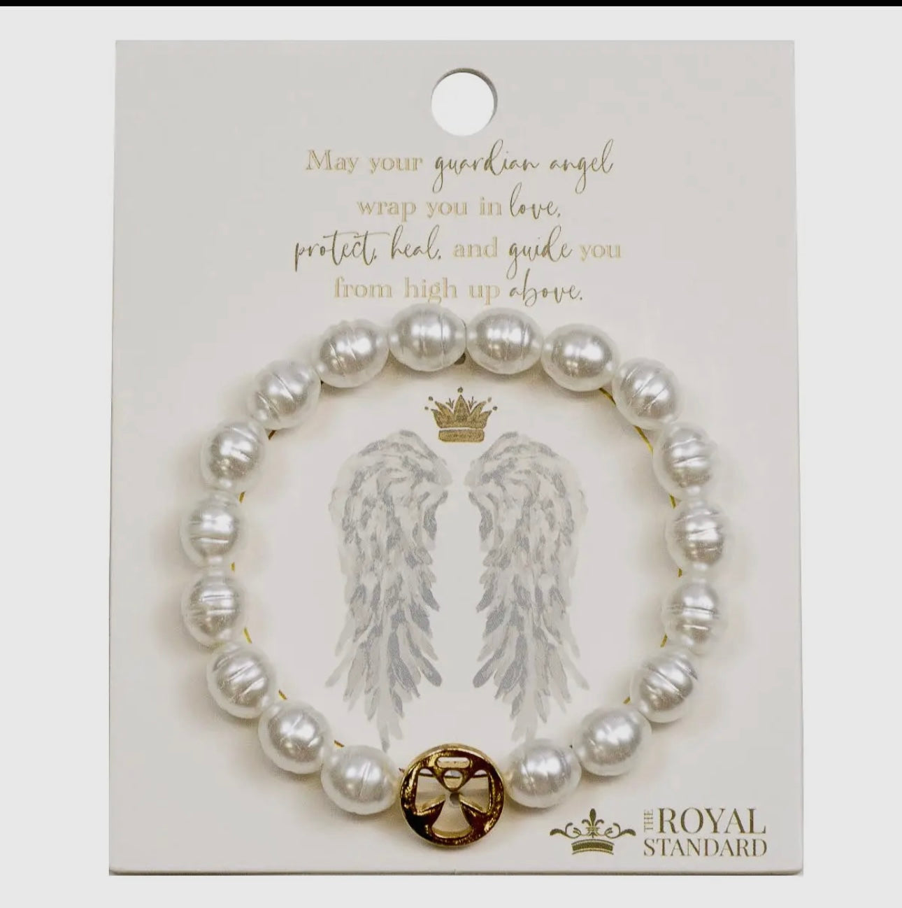 Guardian Angel Bracelet White/Gold 7"