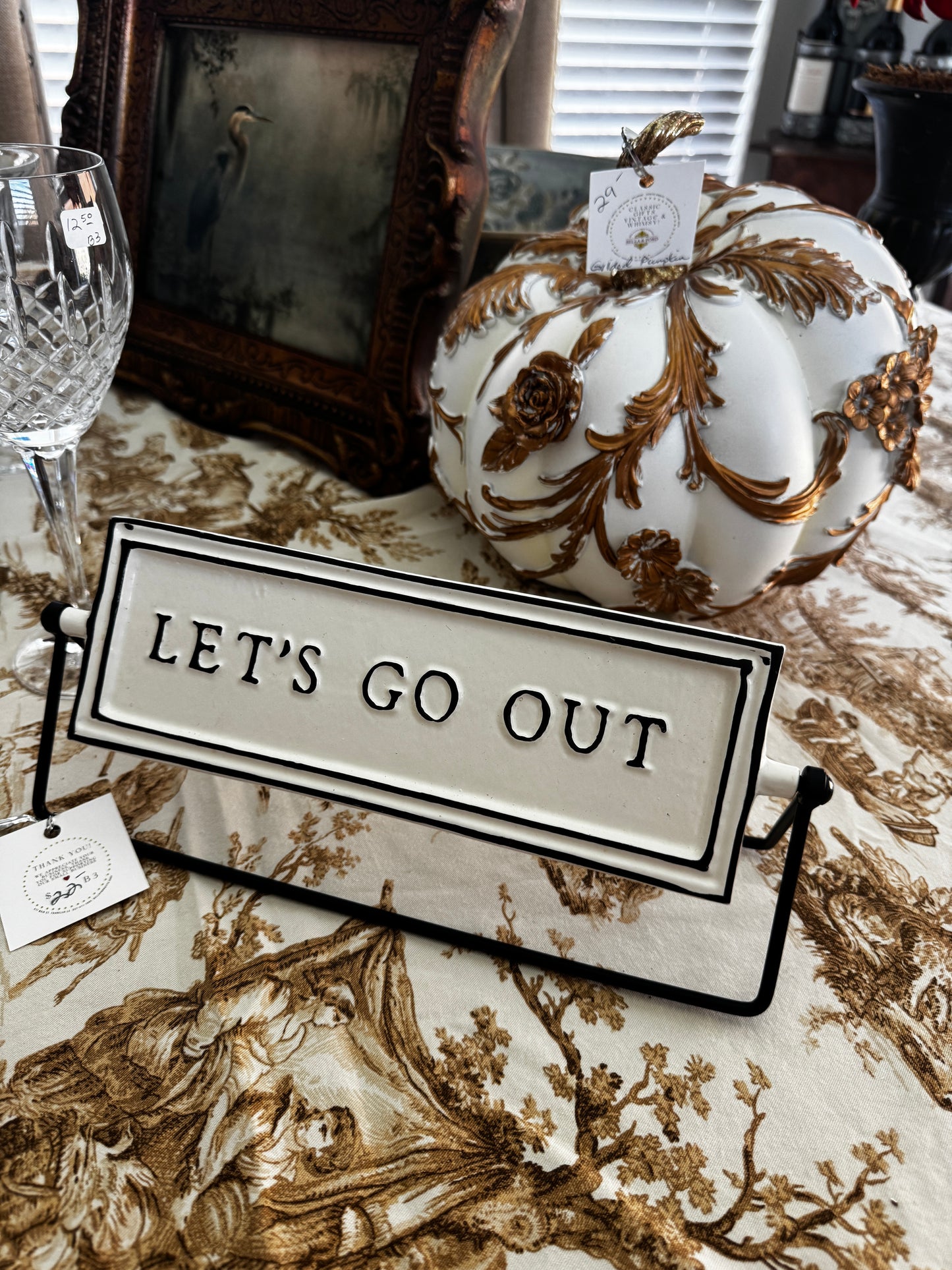 Double Sided "Let's Go Out / Let's Stay In" Tabletop Sign