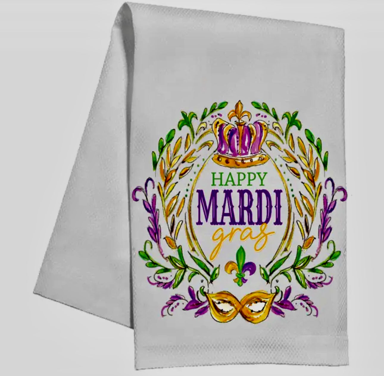 Happy Mardi Gras Crown Kitchen Towel