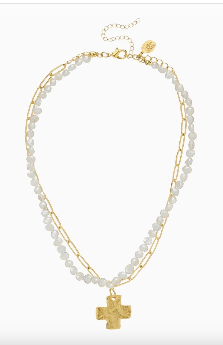 Cross Piper Paperclip Necklace