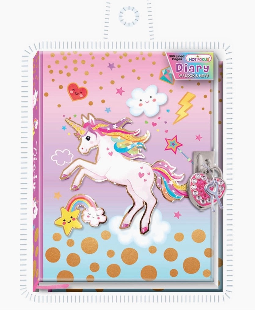 Diary with Lock & Keys, Unicorn design