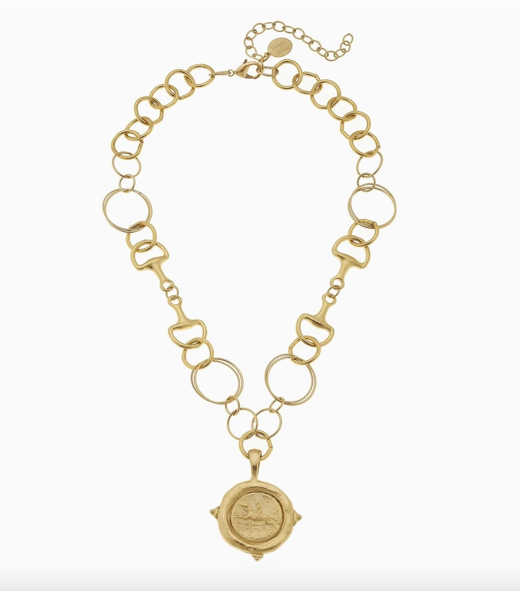 Gold Equestrian with Horse-Bit Necklace by Susan Shaw