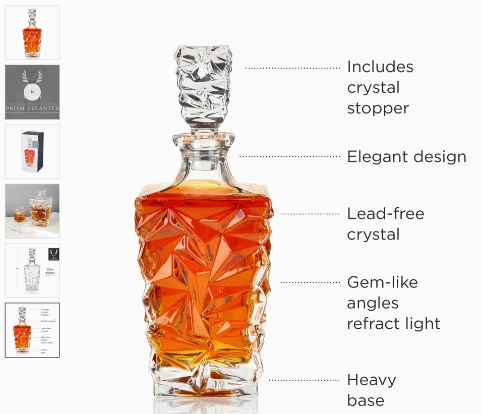 Prism Crystal Whiskey Decanter 29 oz
