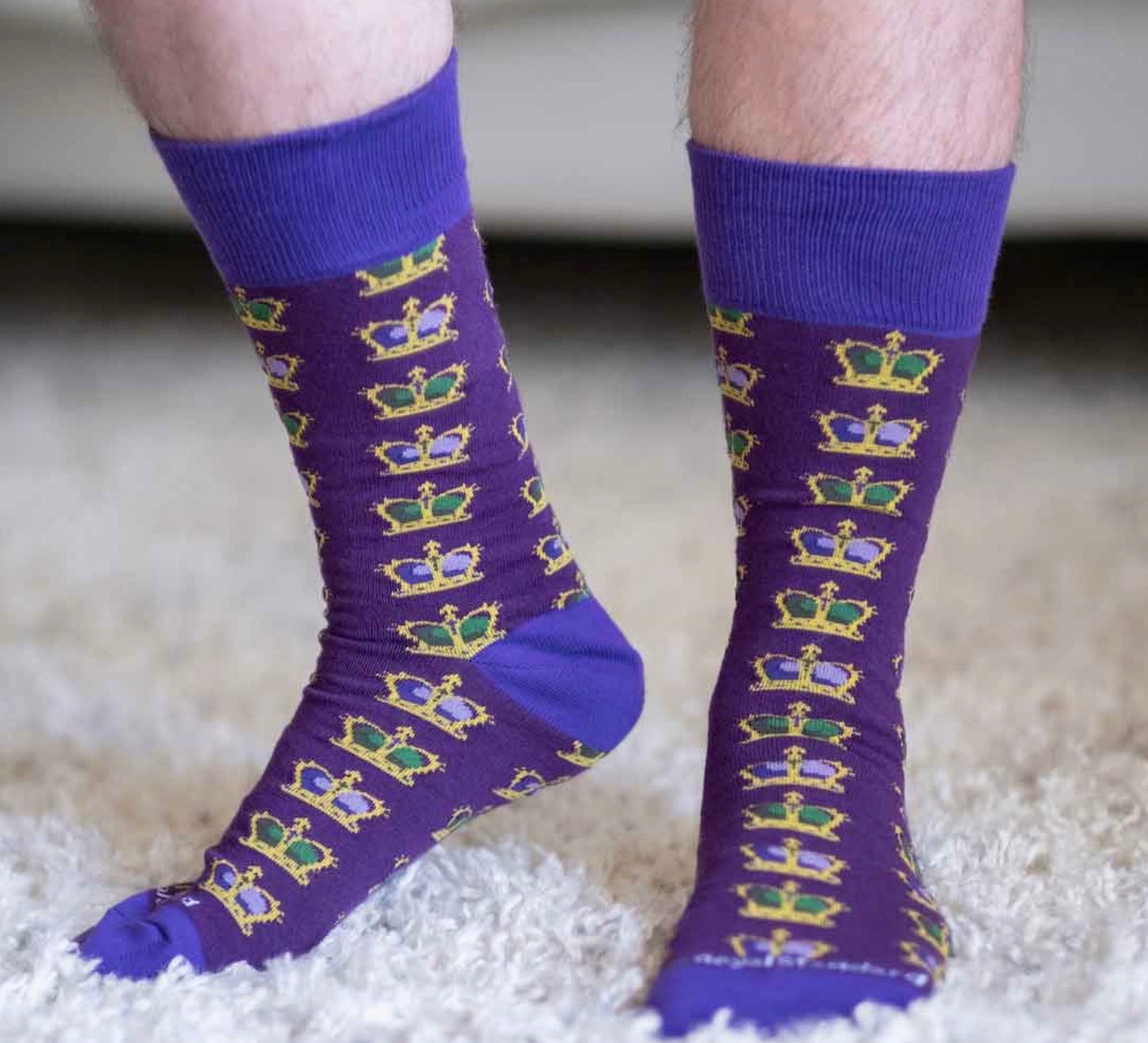 Men's King Crown Socks Purple/Green/Yellow One Size