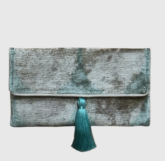 Silk Velvet IKAT Clutch - Ocean