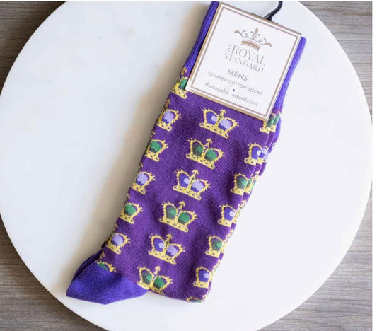 Men's King Crown Socks Purple/Green/Yellow One Size