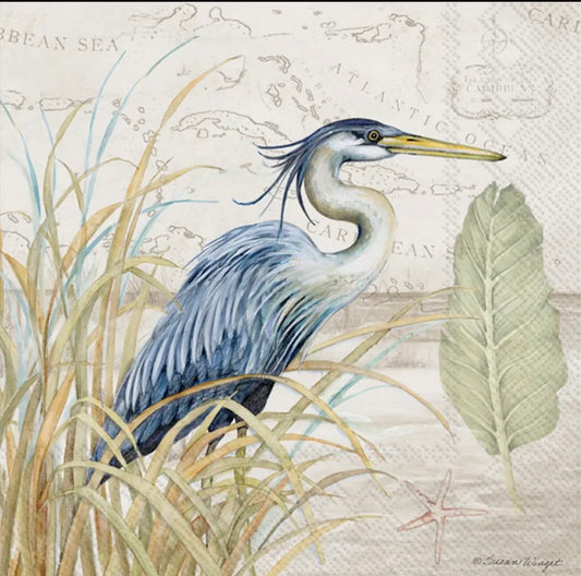 Blue Heron Cocktail Napkins - 20 Ct