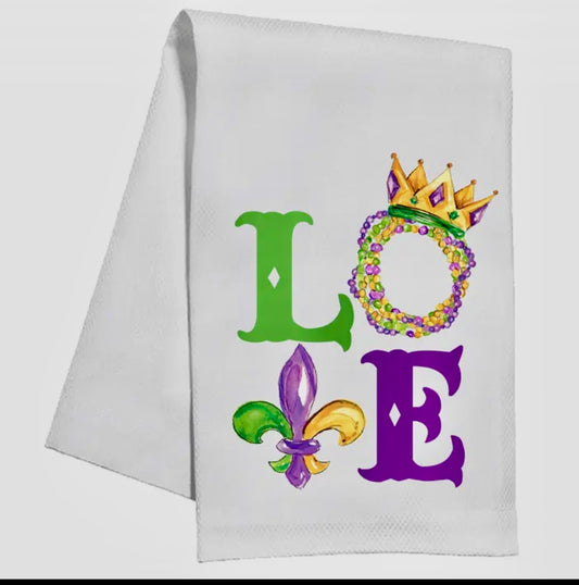 Mardi Gras LOVE Kitchen Towel