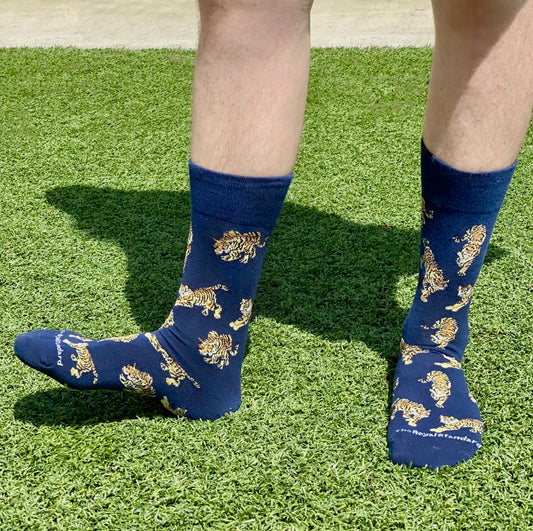 Men’s Go Get ‘em Tiger Socks, Navy & Gold