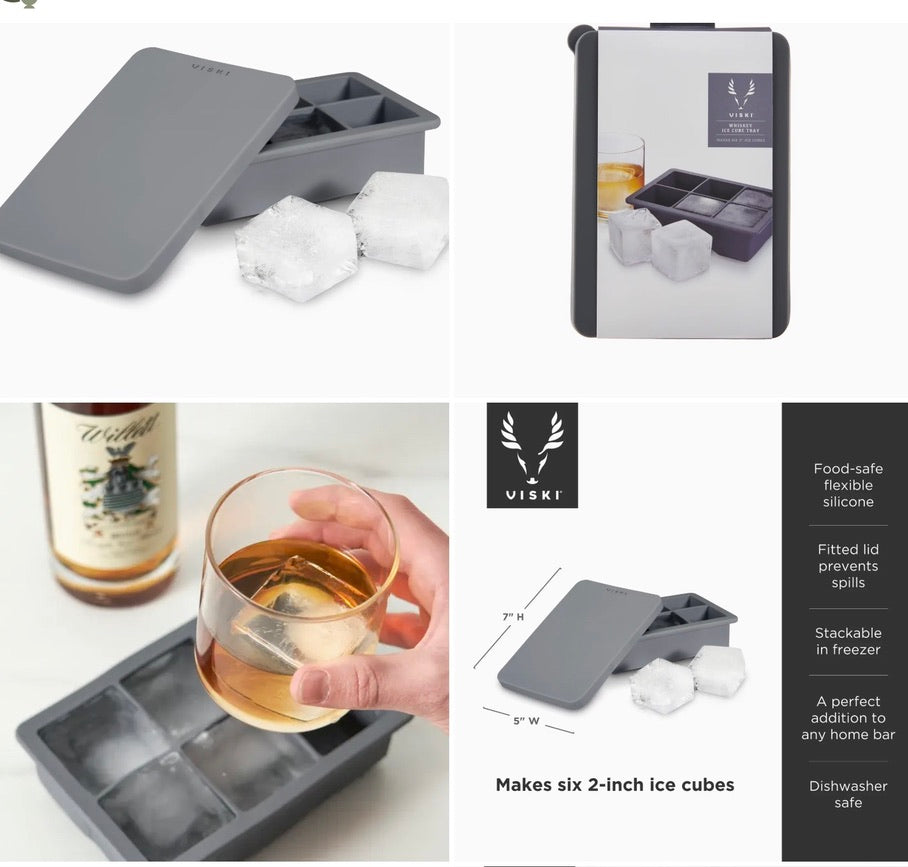 Glacier™ 2" Whiskey Ice Cube Tray w/ Lid