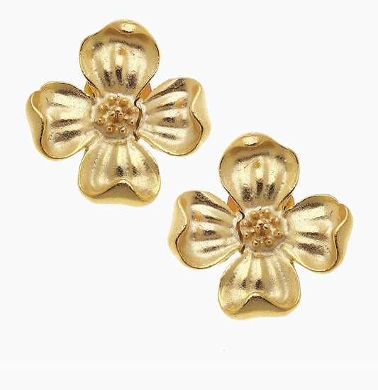 Dogwood Flower Stud Earrings
