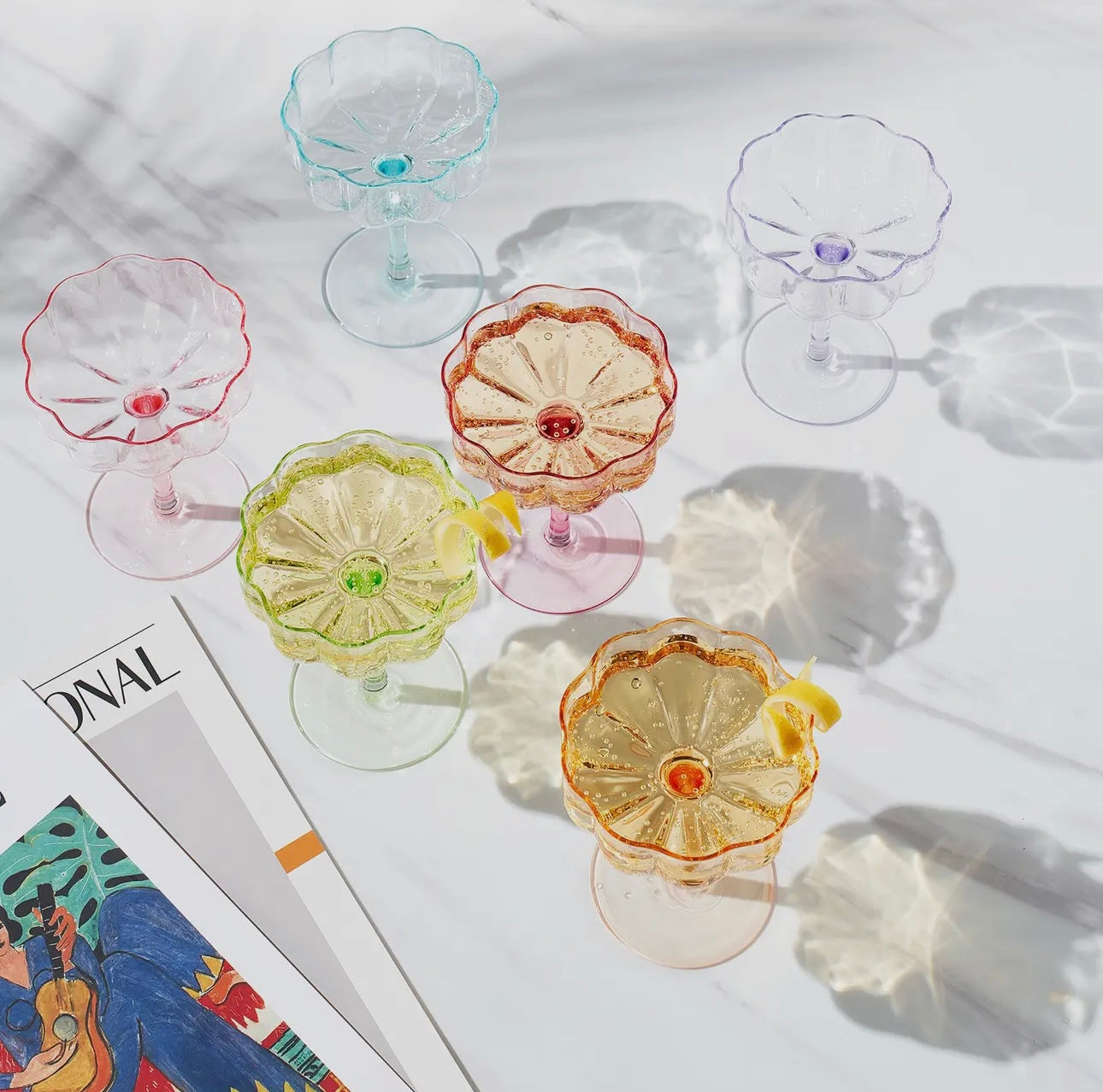 Flower Vintage Coupes, Set of 6